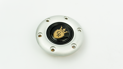 GRIP ROYAL Horn Button with Brushed Chrome Ring, Gold crest